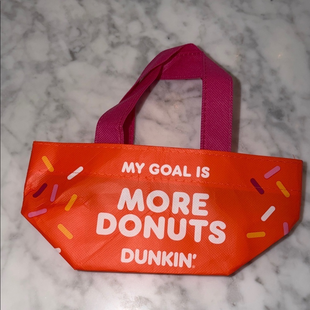Dunkin' Limited Edition Orange/Pink Donut Mini Tote Bag - Picture 3 of 5